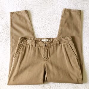 Forever21 Khaki 100% Cotton Crop Ankle Pants Mid Rise Cropped Boyfriend 27 S